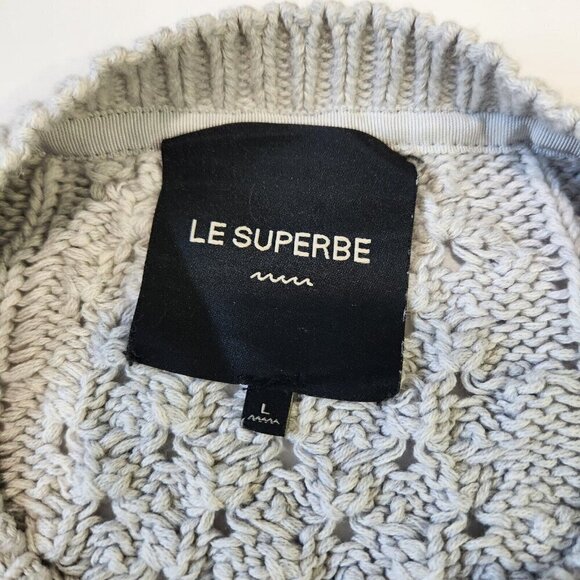 Le Superbe Silver Lining Sinbad Cotton Cashmere Cable Knit Womens L Grey Rainbow - Picture 5 of 10